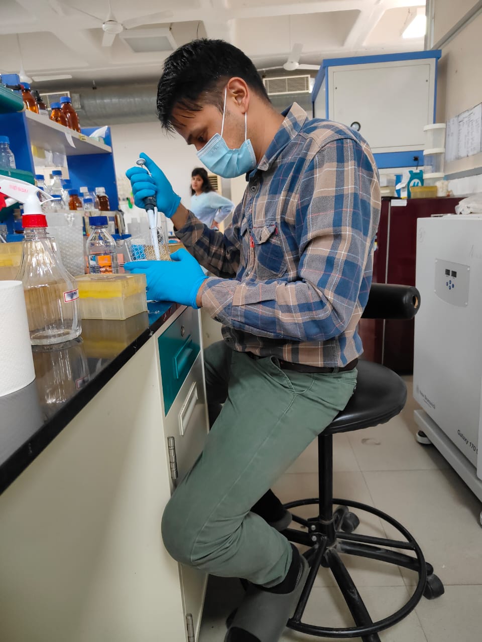 Chemistry laboratory sample preparation with micropipette and analytical tubes